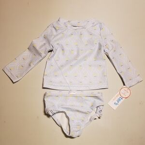 Carter's White & Yellow Long-Sleeve Kids Rashguard Swim Set